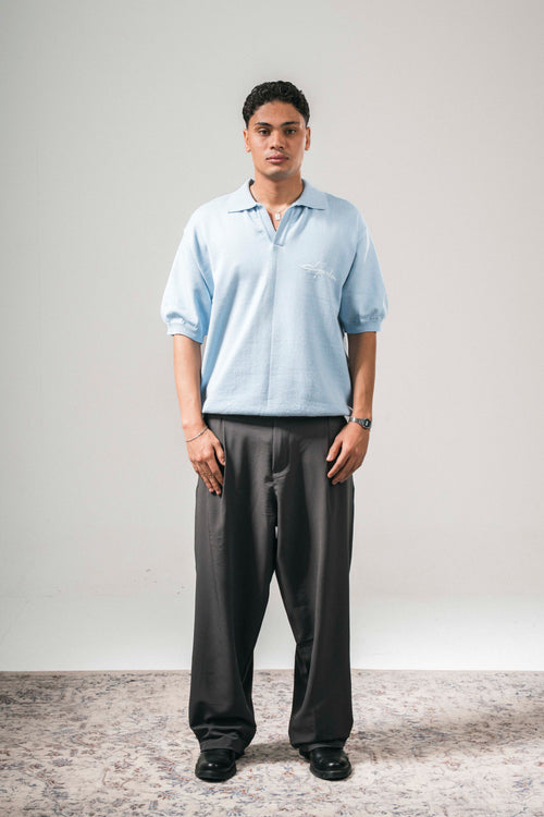 BABY BLUEKNITTED POLO SHIRT